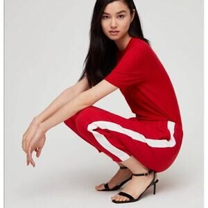 Babaton Red white striped joggers S